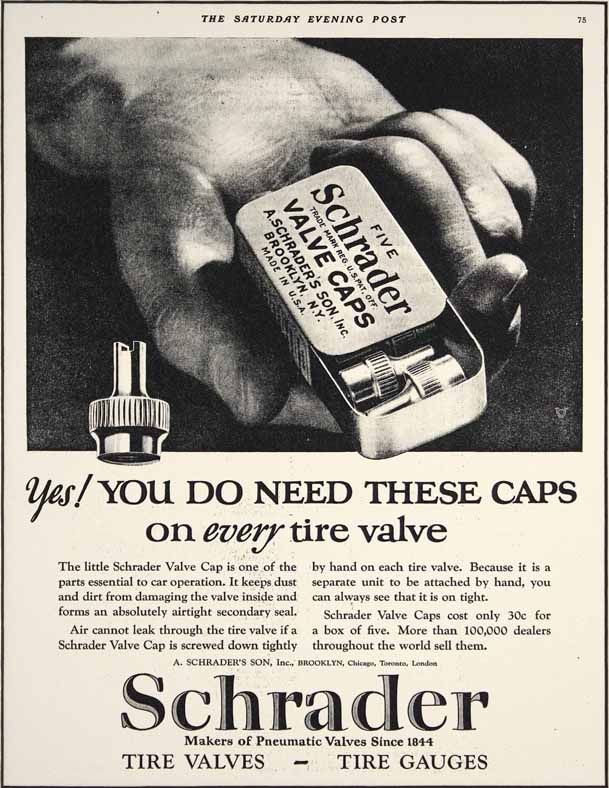 Anuncio vintage de válvulas Schrader